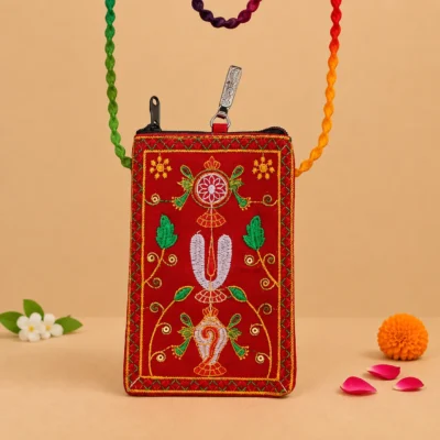 Vadagalai Red Mobile Purse   ( Verticle )