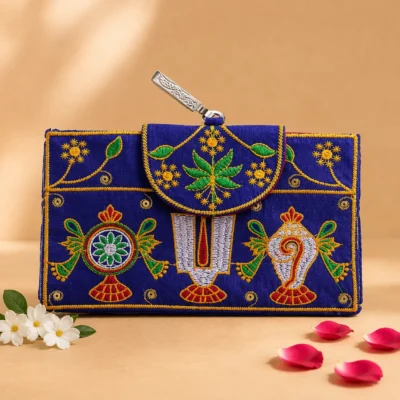 Tenkalai Blue Mobile Purse   ( Rectangle )