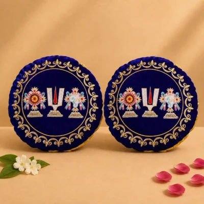 Tenkalai Round Dindu Blue  Red