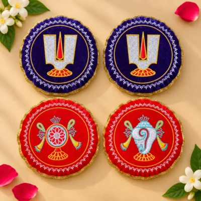 Tenkalai Round Dindu Blue Red